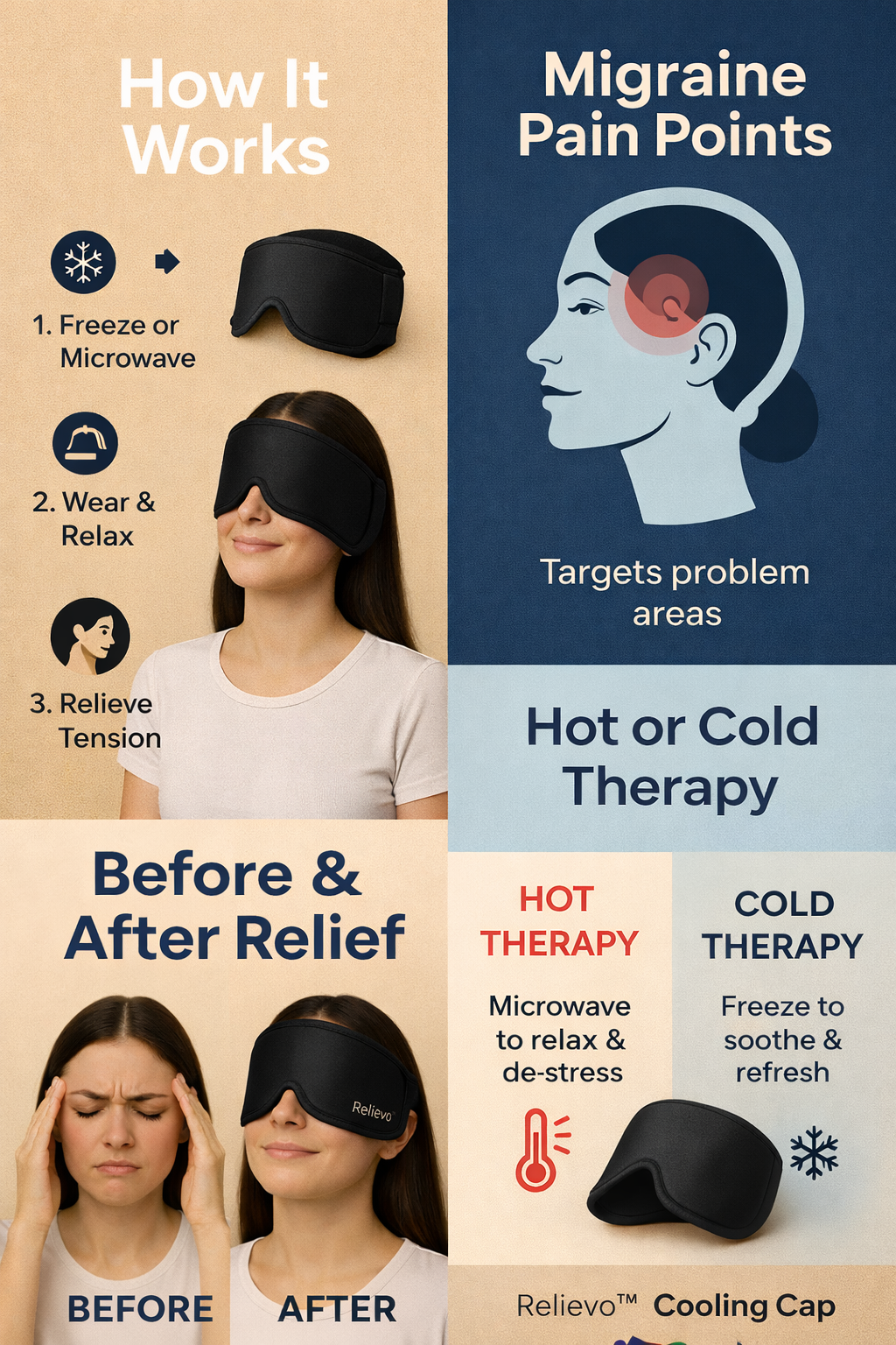 Relievo™ Cooling Cap – Soothing Comfort for Rest & Relaxation
